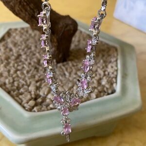 Vintage 925 pink quart necklace